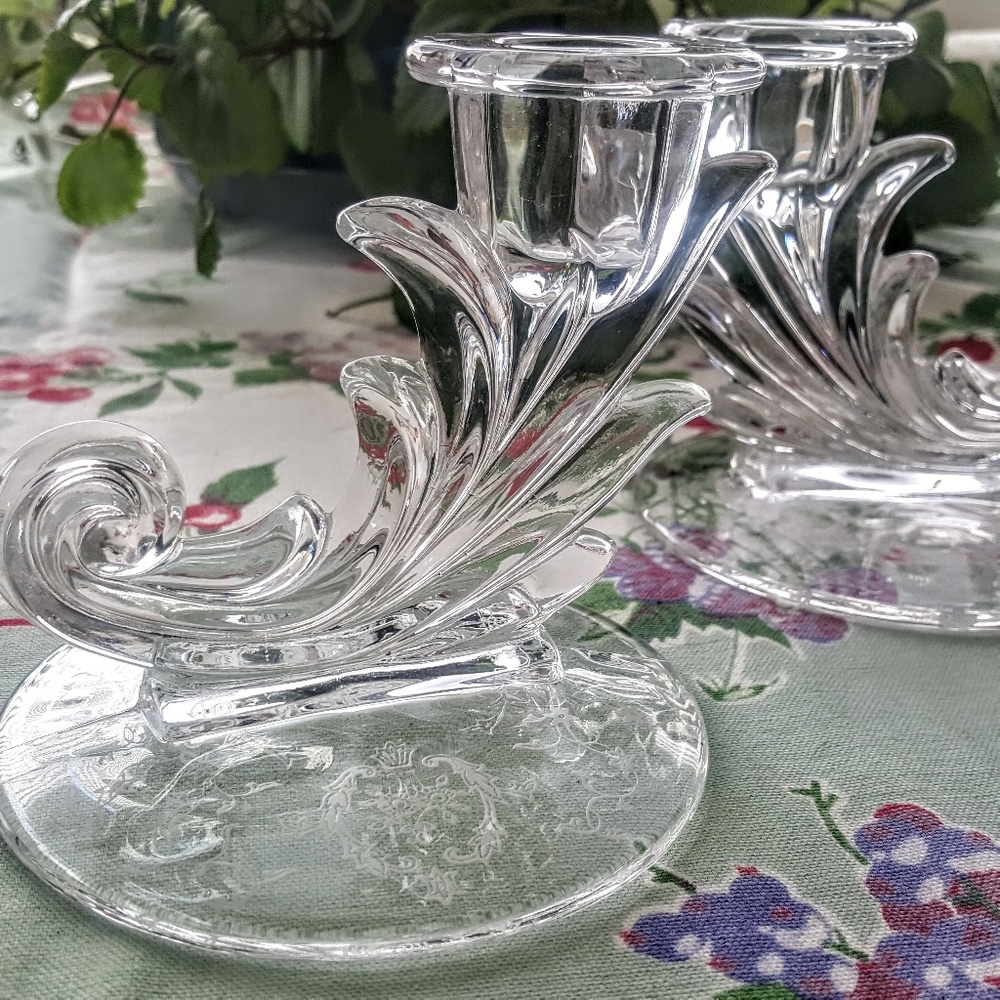 Vintage Fostoria Navarre Candlesticks -Set of Two